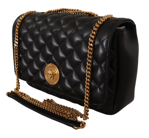 Versace Black Nappa Leather Medusa Shoulder Bag